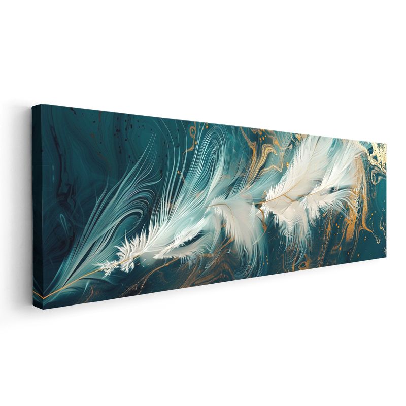 Zarif Tüyler - Mavi Zemin Üzerinde Beyaz Detaylar Kanvas Tablo