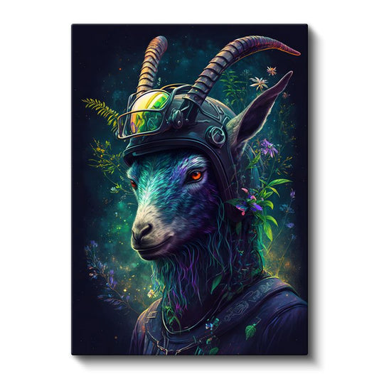 Kozmik Keçi - Doğa ve Teknolojinin Birleşimi Kanvas Tablo