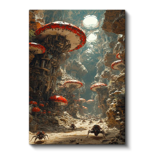 Mantar Kolonisi - Mekanik Yeraltı Dünyası Kanvas Tablo