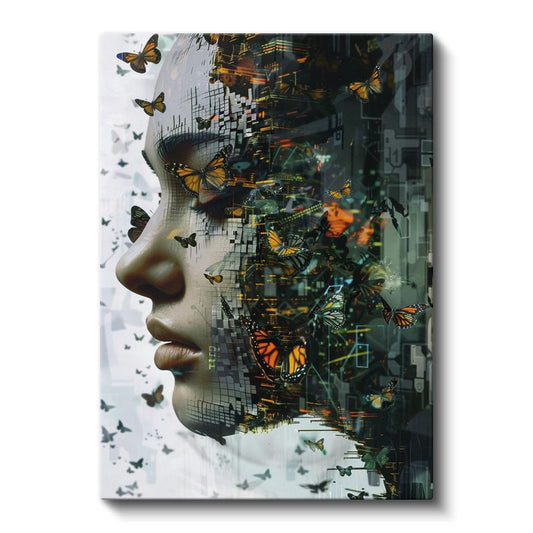 Dijital Metamorfoz - Kelebek Zihin Dönüşümü Kanvas Tablo