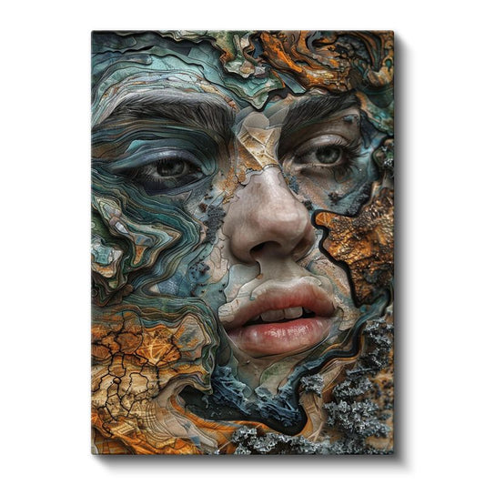 Doğanın Yüzü - Elementlerle Bütünleşen Portre Kanvas Tablo