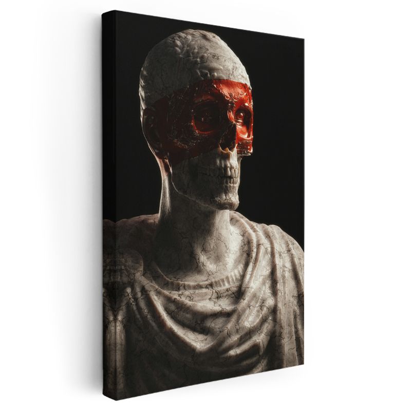 Kızıl Gözlü Büst - Mermer Dokulu Klasik Heykel Kanvas Tablo