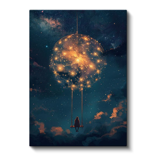 Kozmik Salıncak - Yıldızların Arasında Asılı Kalan Düşler Kanvas Tablo