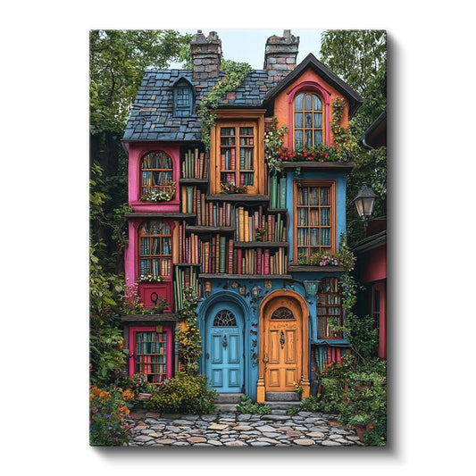 Edebiyat Evi - Kitaplardan Örülmüş Rüya Mekânı Kanvas Tablo