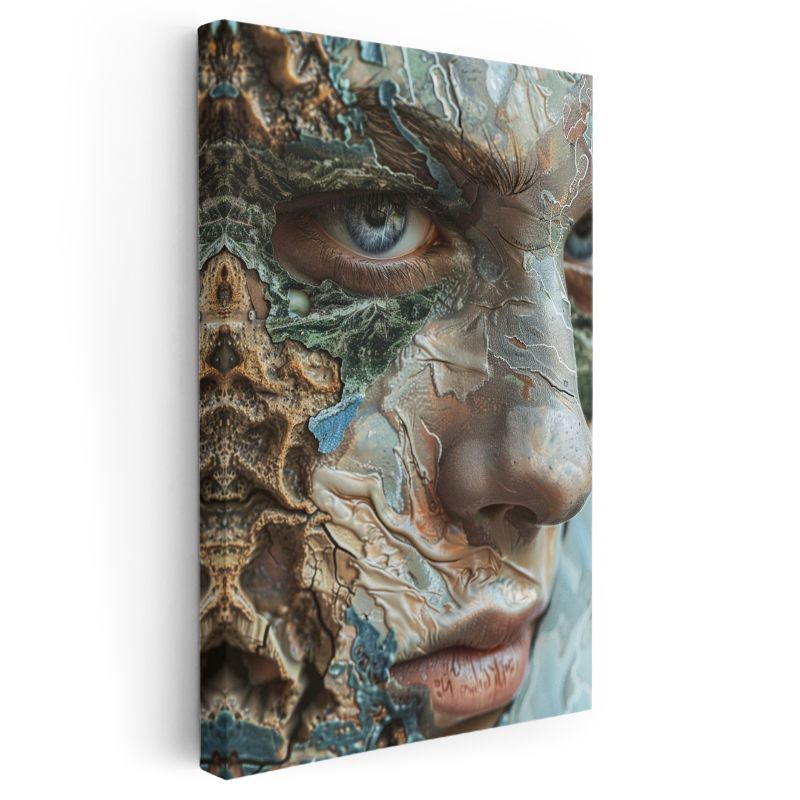 Doğanın Yüzü - Elementlerle Bütünleşen İnsan Kanvas Tablo