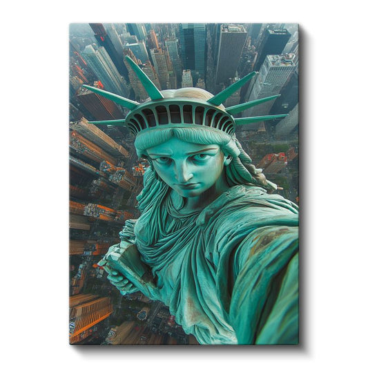 Özgürlük Selfie'si - Şehrin Üzerinde Yükselen Güç Kanvas Tablo