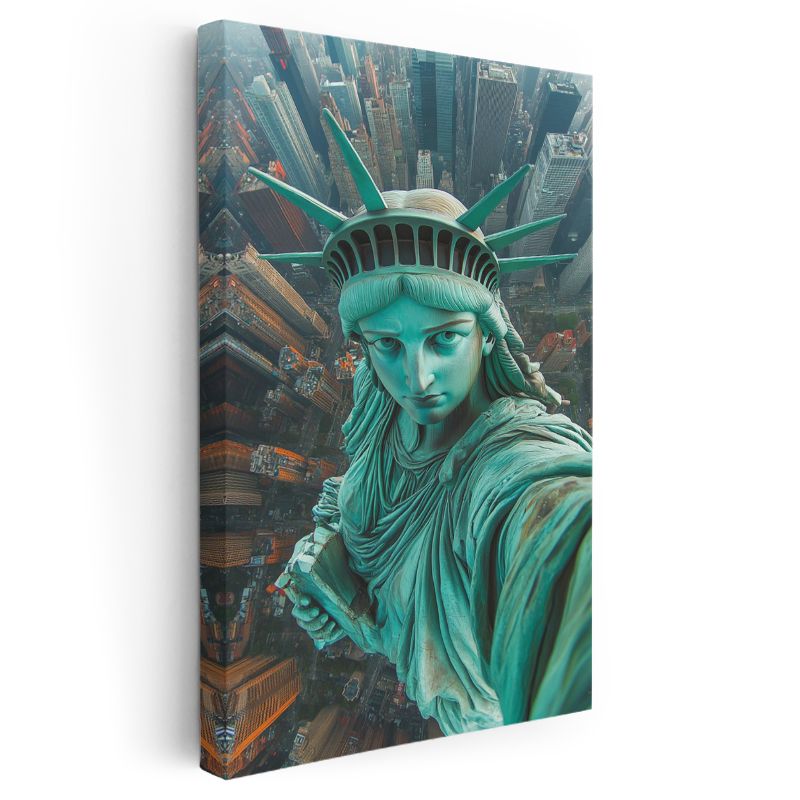 Özgürlük Selfie'si - Şehrin Üzerinde Yükselen Güç Kanvas Tablo