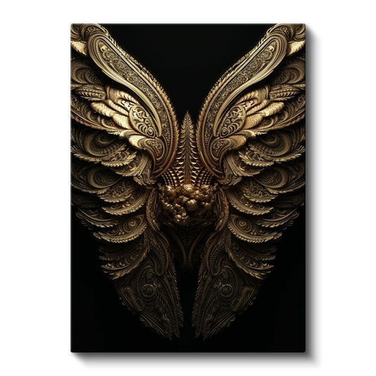 Altın Kanatlar - Detaylı İşlenmiş Mistik Sembol Kanvas Tablo