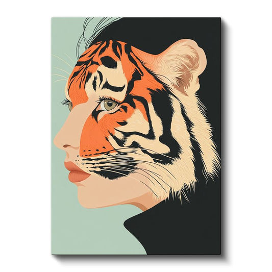 İçimdeki Vahşi - İnsan ve Kaplanın Birleşimi Kanvas Tablo