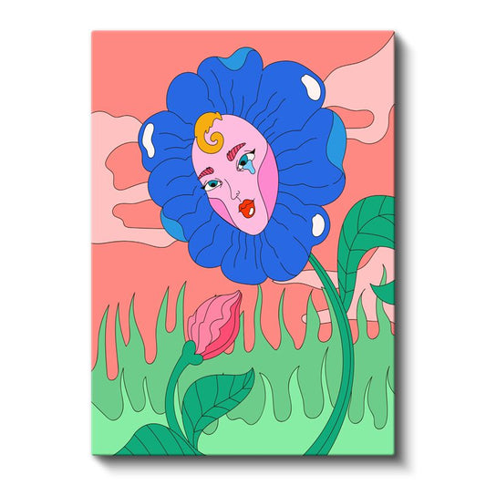 Bilinç Çiçeği - Yapraklar Arasında Uyanan Yüz Kanvas Tablo