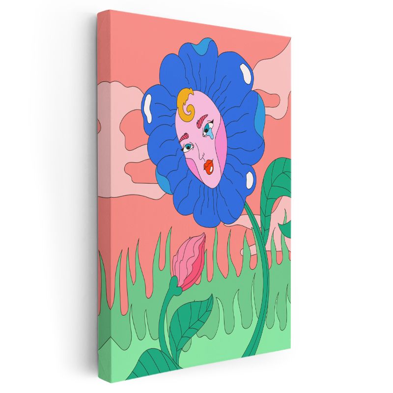 Bilinç Çiçeği - Yapraklar Arasında Uyanan Yüz Kanvas Tablo