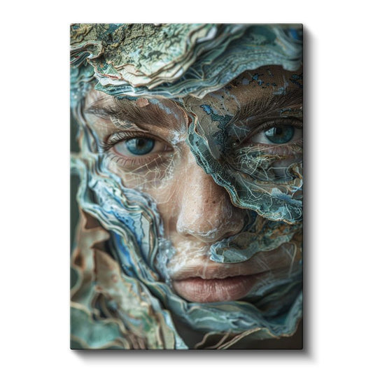 Sıvı Kimlik - Dalgalı Dokularla Bütünleşen Portre Kanvas Tablo