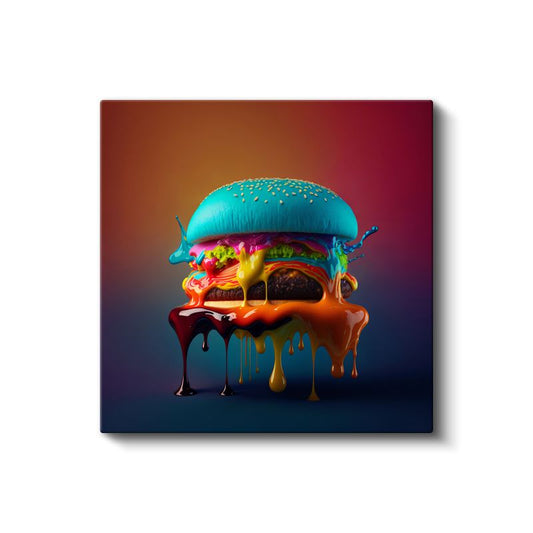 Eriyen Lezzet - Renklere Dönüşen Hamburger Kanvas Tablo