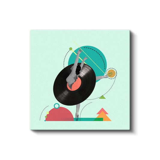 Ritim Ve Denge - Plak Üzerinde Dans Eden Balet Kanvas Tablo