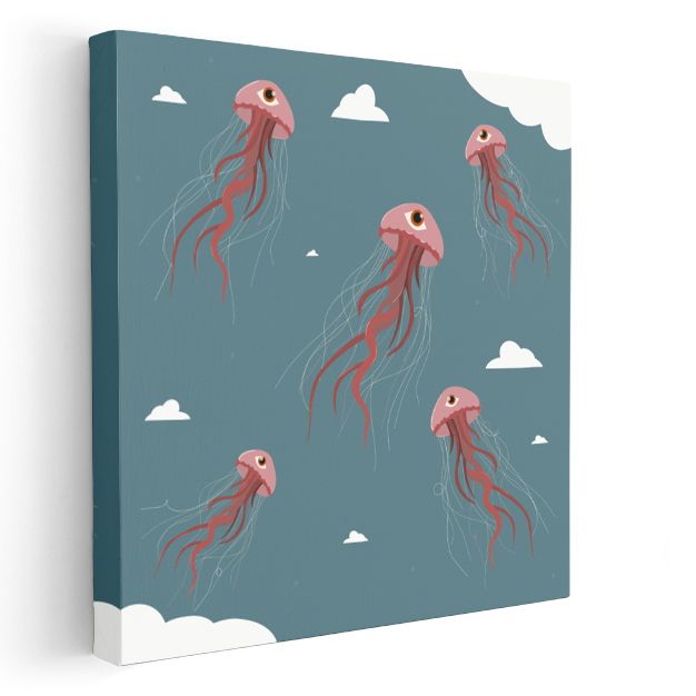 Gözlemciler - Gökyüzünde Süzülen Denizanaları Kanvas Tablo