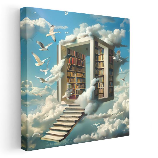 Bilgelik Kapısı - Bulutlar Arasındaki Kütüphane Kanvas Tablo