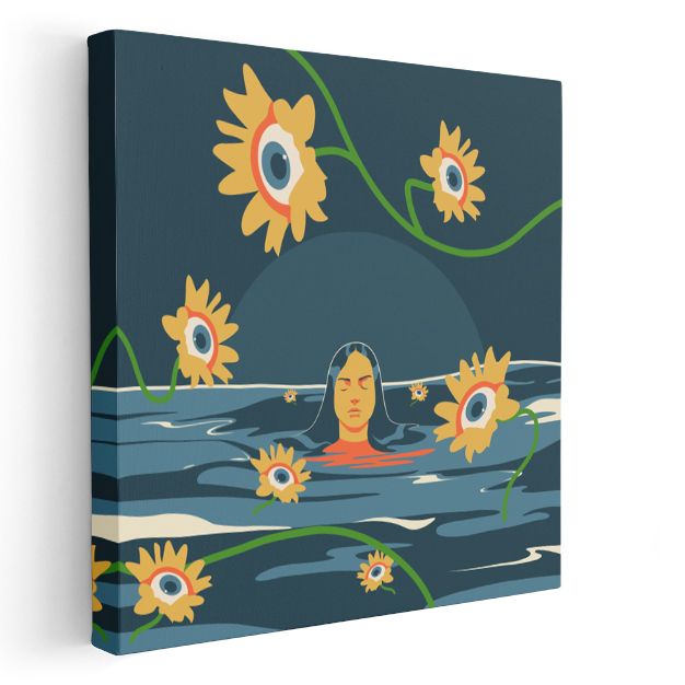 Göz Çiçekleri - Suda Yüzen Figürün Rüyası Kanvas Tablo