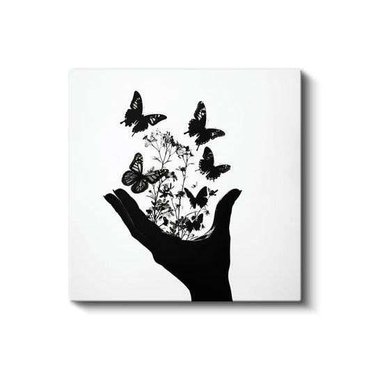 Metamorfoz - Avuçtan Kanat Çırpan Özgürlük Kanvas Tablo
