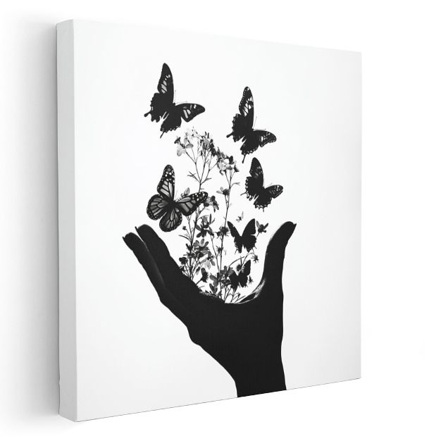 Metamorfoz - Avuçtan Kanat Çırpan Özgürlük Kanvas Tablo