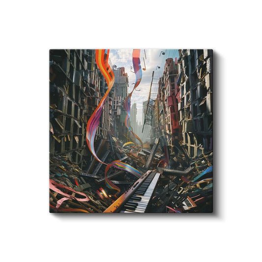 Müziğin Yükselişi - Yıkıntılar Arasında Dans Eden Melodiler Kanvas Tablo