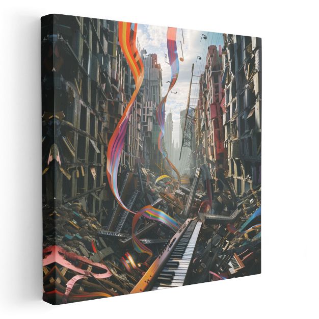 Müziğin Yükselişi - Yıkıntılar Arasında Dans Eden Melodiler Kanvas Tablo