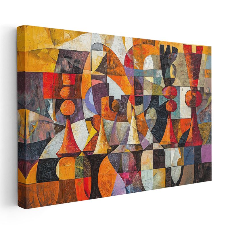 Geometrik Soyutlama - Renkli Şekillerin Harmonisi Kanvas Tablo