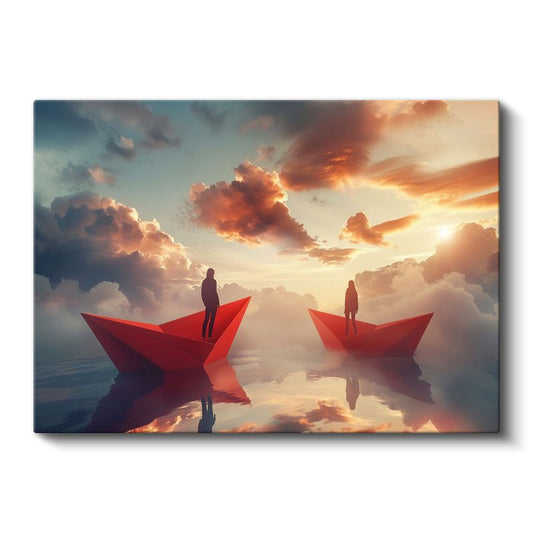 Kağıt Gemiler - Gökyüzü Denizinde Yolculuk Kanvas Tablo