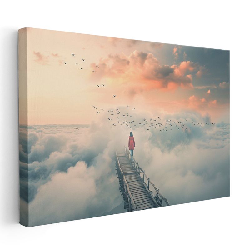 Bulutların Üzerinde - Sonsuzluğa Uzanan Yürüyüş Kanvas Tablo