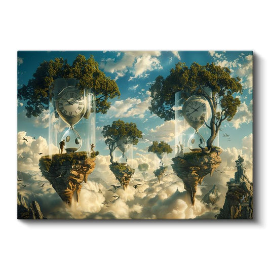 Zaman Adaları - Havada Asılı Kum Saatleri Kanvas Tablo