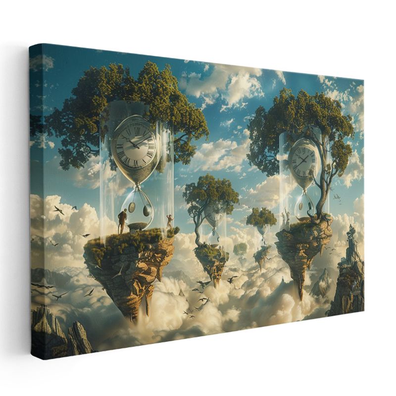 Zaman Adaları - Havada Asılı Kum Saatleri Kanvas Tablo