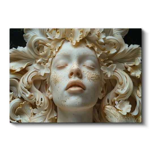 Altın Dokunuş - Rüyalara Dalan Heykelsi Yüz Kanvas Tablo