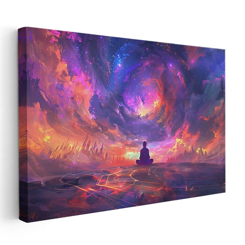 Evrenin Meditasyonu - Galaksiler Arasında Huzur Bulan Ruh Kanvas Tablo