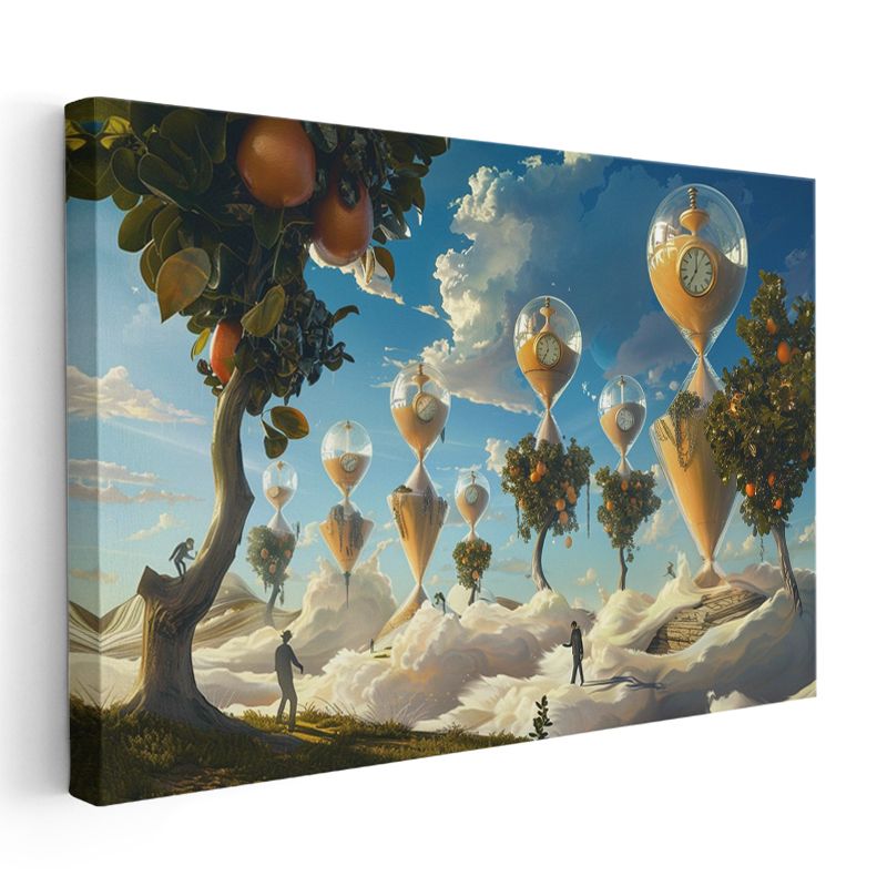 Zamanın Meyveleri - Havada Asılı Kum Saati Bahçeleri Kanvas Tablo