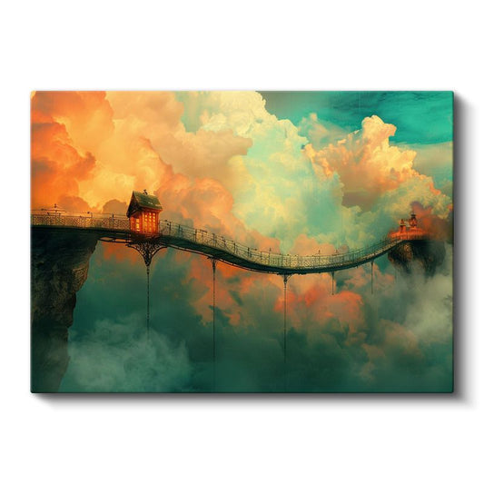 Asılı Köprü - Bulutlar Arasında Uzanan Gizemli Geçit Kanvas Tablo