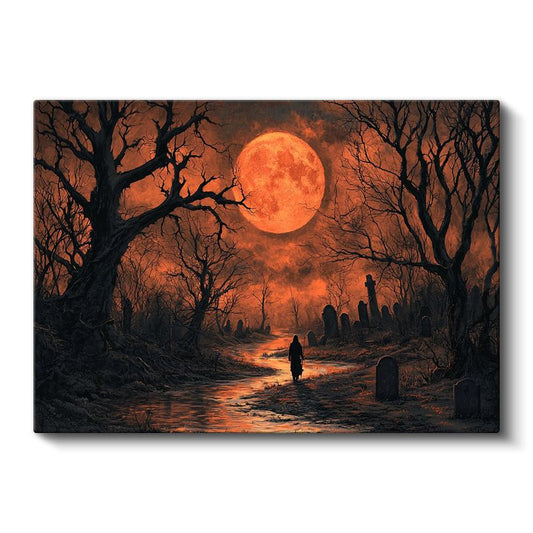 Kızıl Gece - Mezarlık Yolunda Yalnız Yolculuk Kanvas Tablo