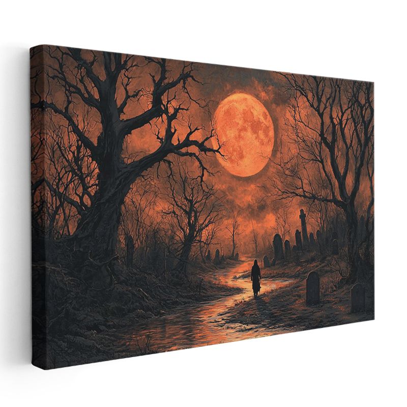 Kızıl Gece - Mezarlık Yolunda Yalnız Yolculuk Kanvas Tablo