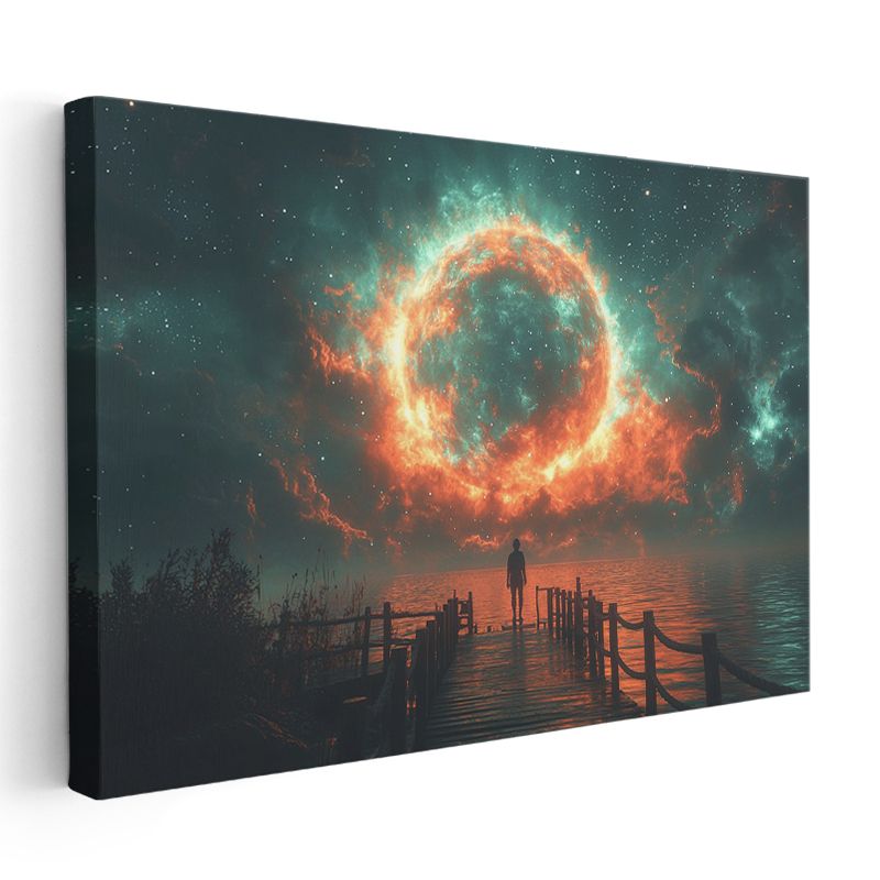 Kozmik Portal - İskelede Bekleyen Yalnız Figür Kanvas Tablo