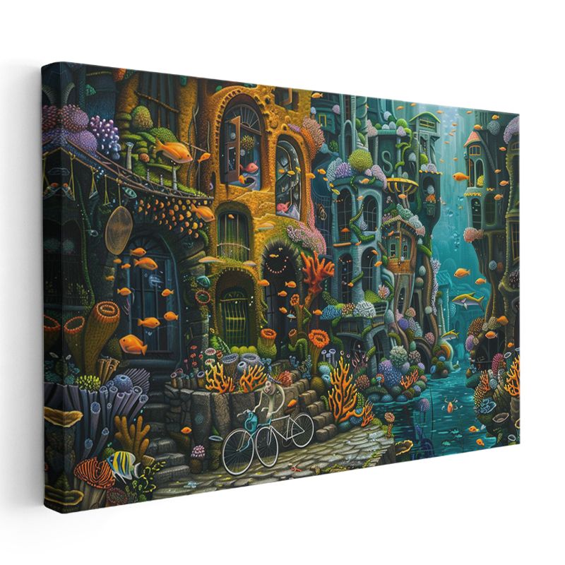 Sualtı Medeniyeti - Fantastik Yapılar ve Renkli Deniz Yaşamı Kanvas Tablo