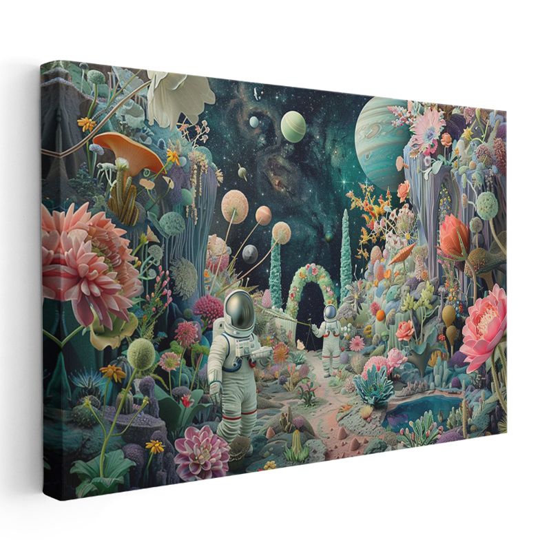 Kozmik Bahçe - Uzayda Çiçek Açan Düşler Kanvas Tablo