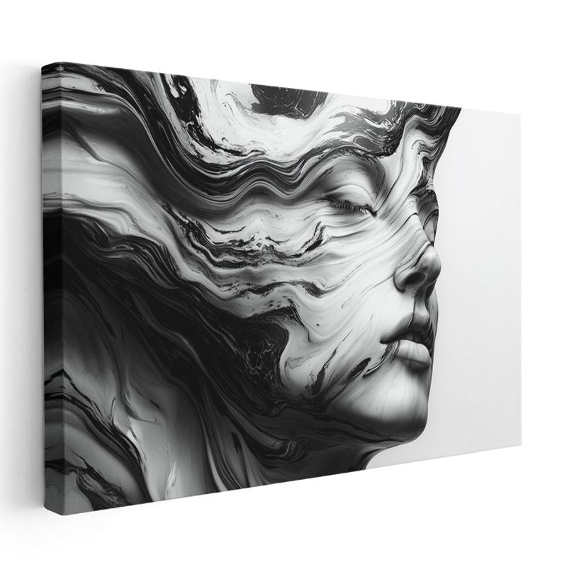 Dalgalanan Bilinç - Akışkan Formda Portre Kanvas Tablo