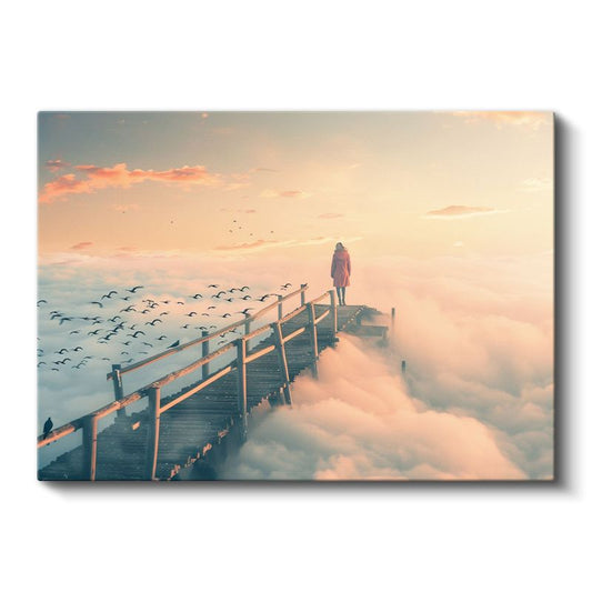 Bulutların Üstünde - Gökyüzü İskelesinde Yolculuk Kanvas Tablo