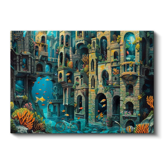 Sualtı Labirenti - Fantastik Denizaltı Mimarisi Kanvas Tablo