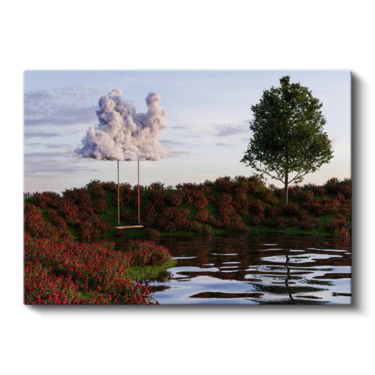 Bulut Salıncak - Gökyüzünden Sarkan Düşler Kanvas Tablo