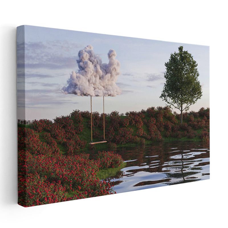 Bulut Salıncak - Gökyüzünden Sarkan Düşler Kanvas Tablo