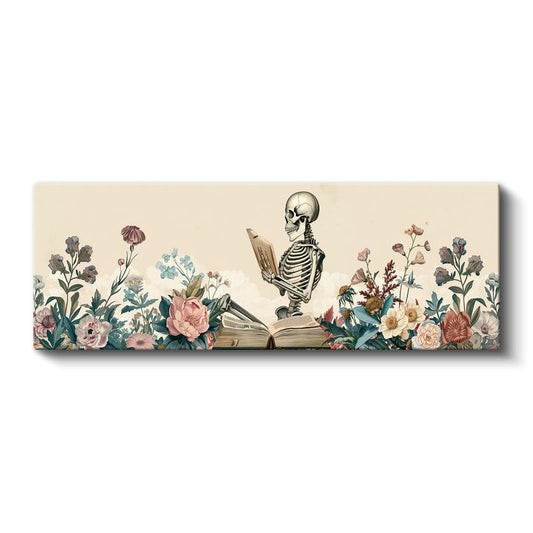 Edebiyat İskeleti - Sayfalar Arasında Kaybolan Kemikli Okur Kanvas Tablo