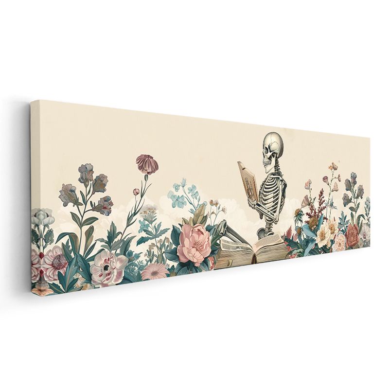 Edebiyat İskeleti - Sayfalar Arasında Kaybolan Kemikli Okur Kanvas Tablo