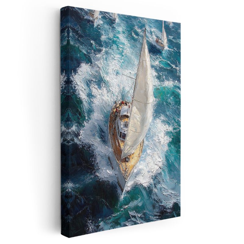 Klasik Yelkenli - Fırtınalı Denizde Macera Kanvas Tablo