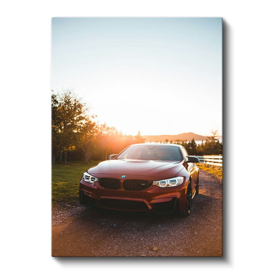 BMW M4 - Gün Batımında Kırmızı Performans Kanvas Tablo
