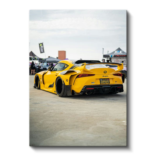 Toyota Supra - Sarı Modifiyeli Japon Spor Otomobil Kanvas Tablo