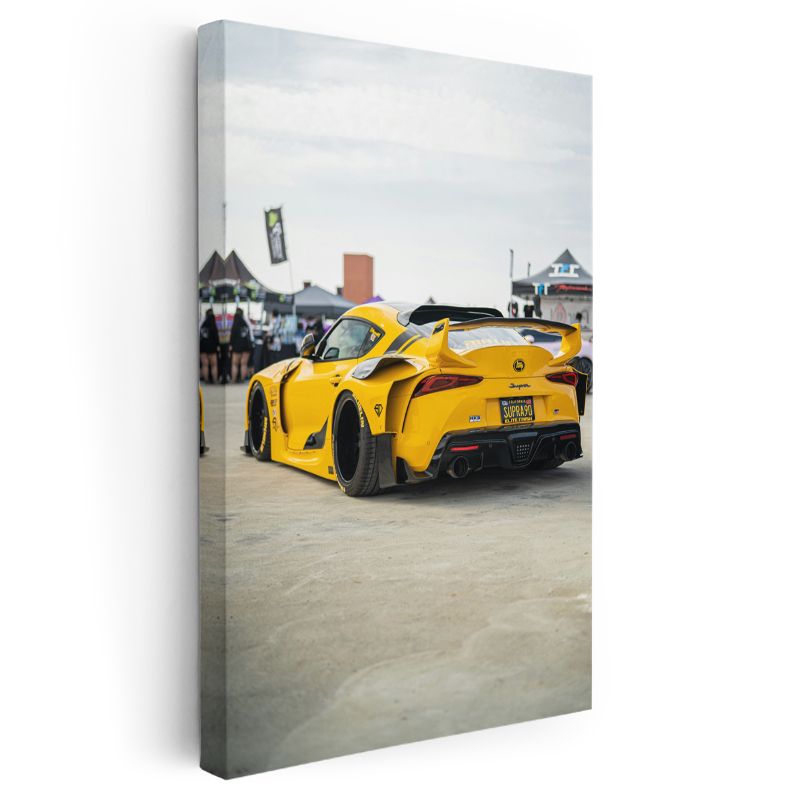 Toyota Supra - Sarı Modifiyeli Japon Spor Otomobil Kanvas Tablo
